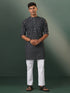 Vastramay Men's Black Color Printed Cotton Kurta and Pyjama Set